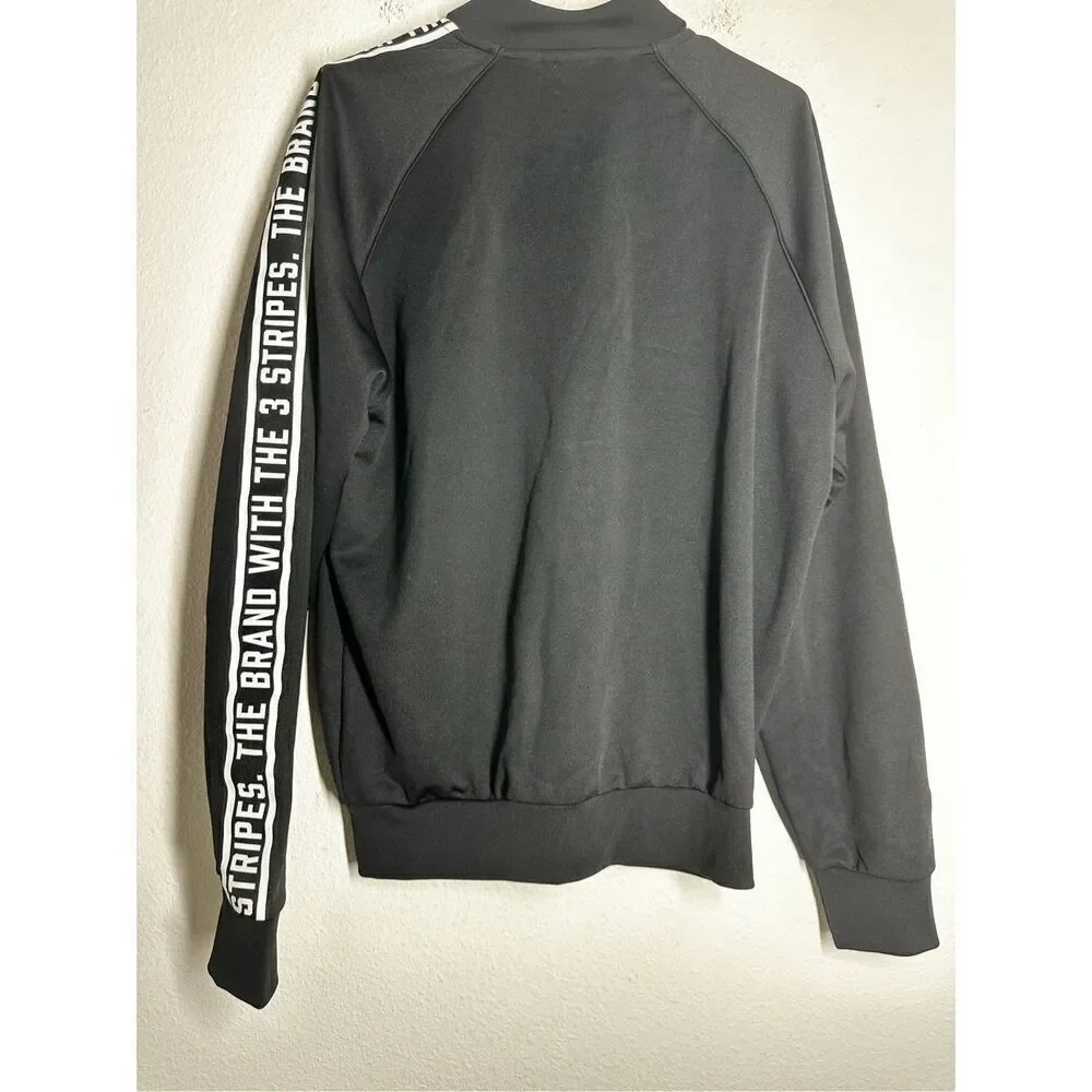 Adidas Men’s Track Full Zip Black White Logo Size L